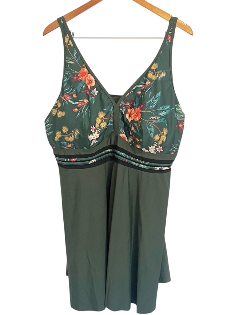 Hannah Olive Green Top with Black Drawstring